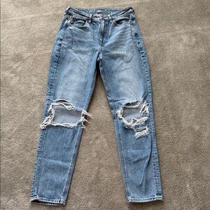 American Eagle Outfitters Light Blue Ripped Strigid Mom Jeans